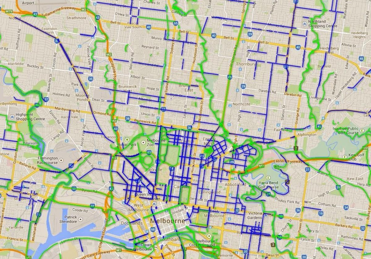fietspaden Melbourne kaart bekijken