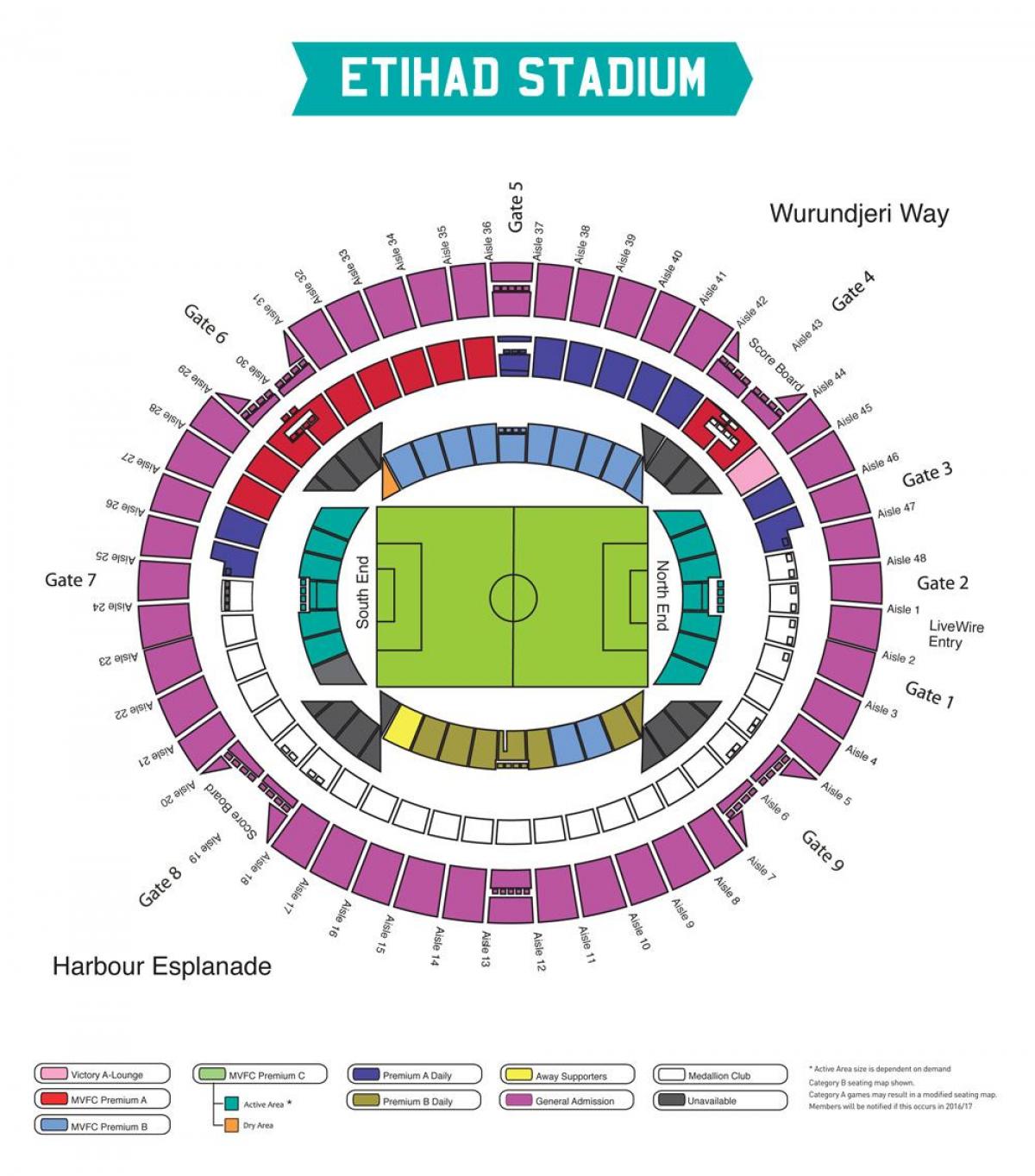 kaart van het Etihad stadion Melbourne