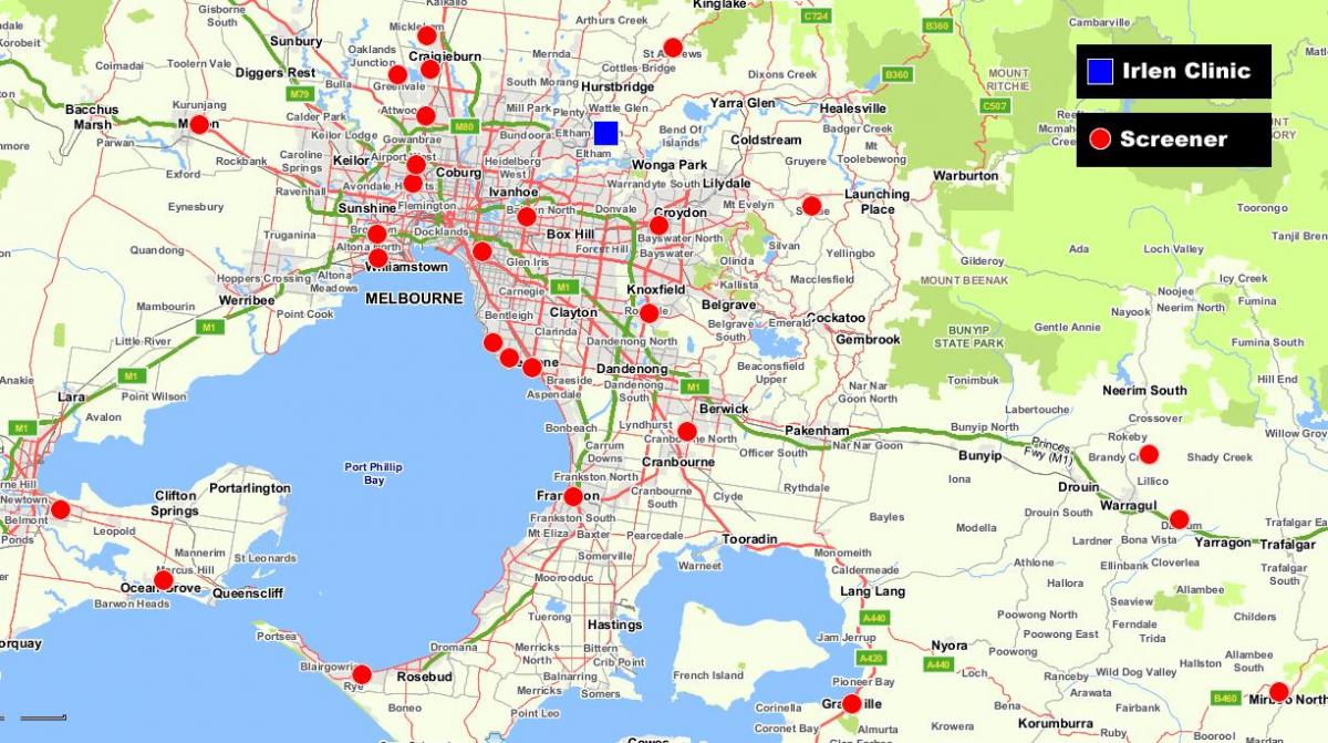 kaart van grotere Melbourne