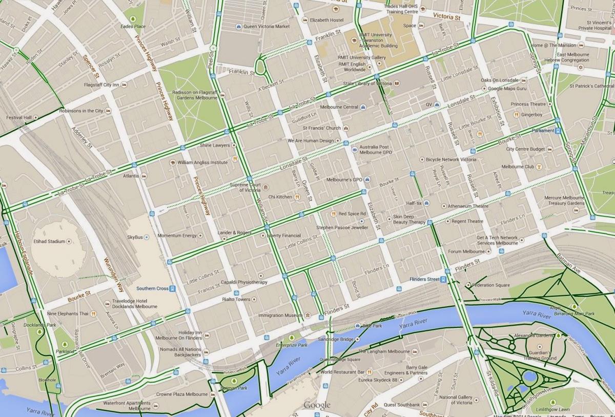 kaart van de cbd van Melbourne