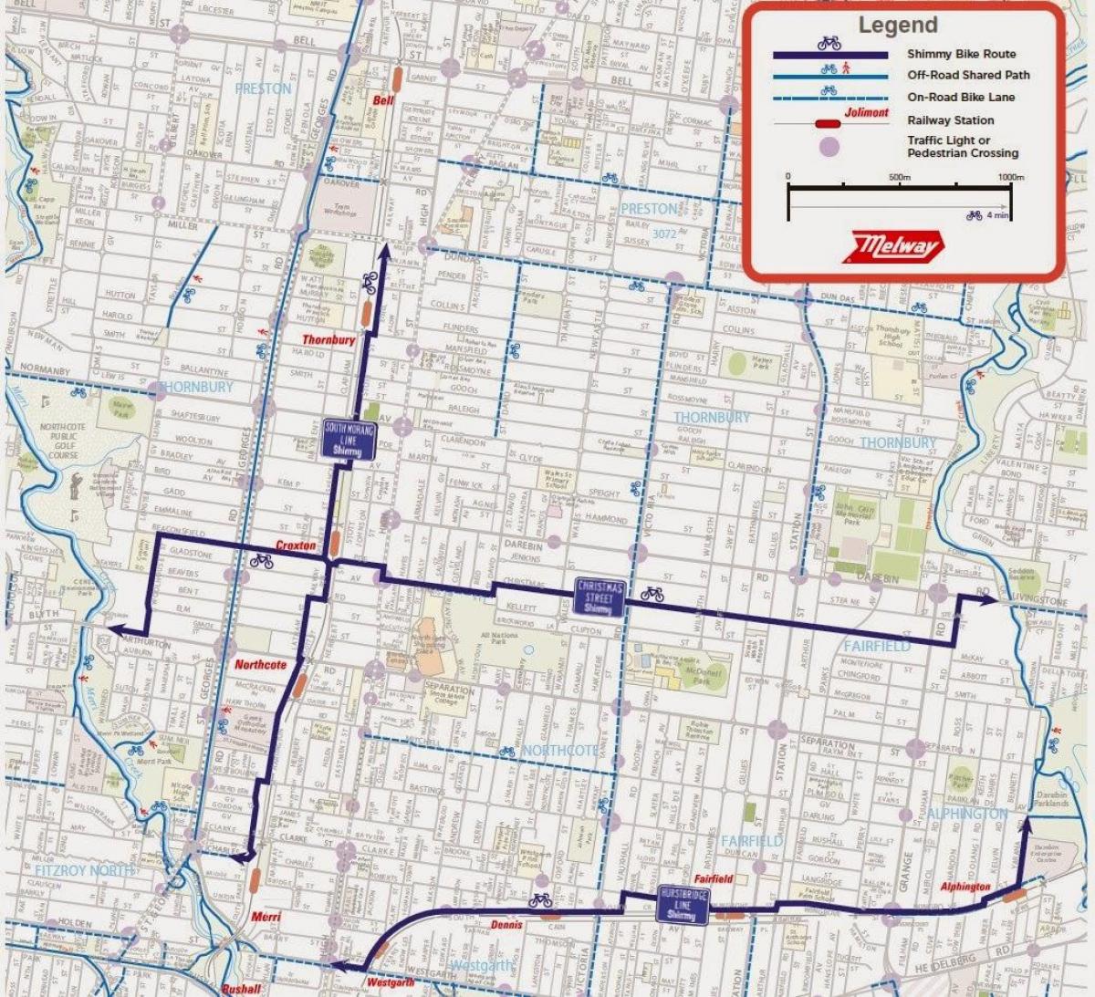kaart van Melbourne fiets delen