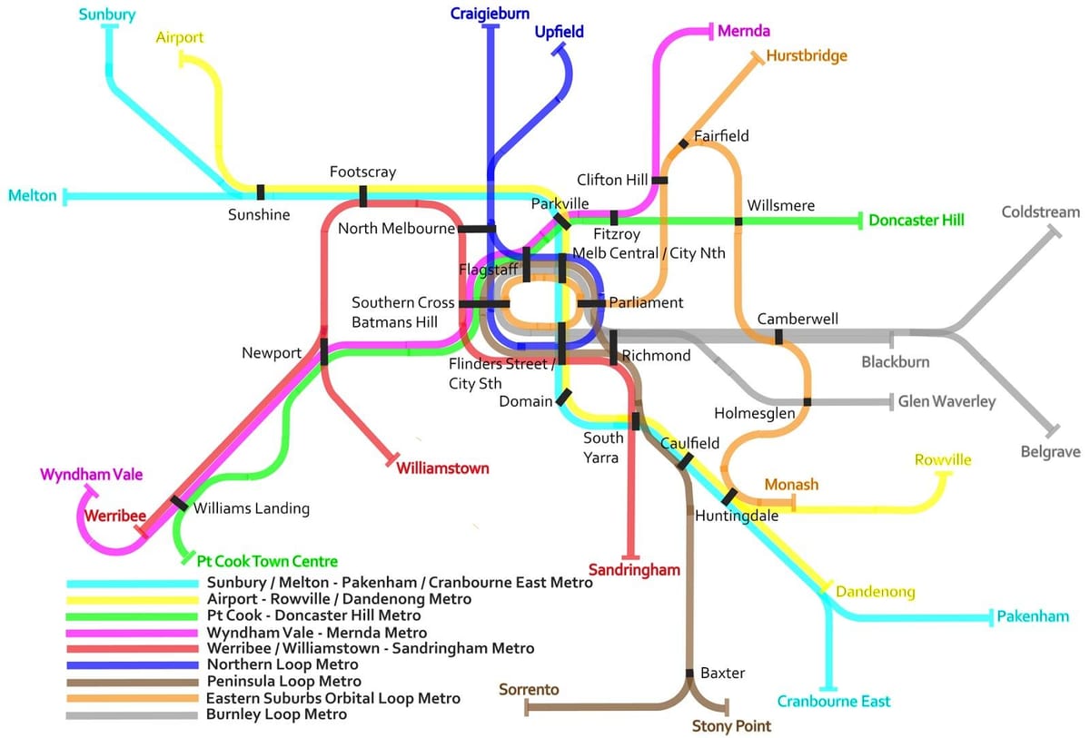 metro kaart Melbourne