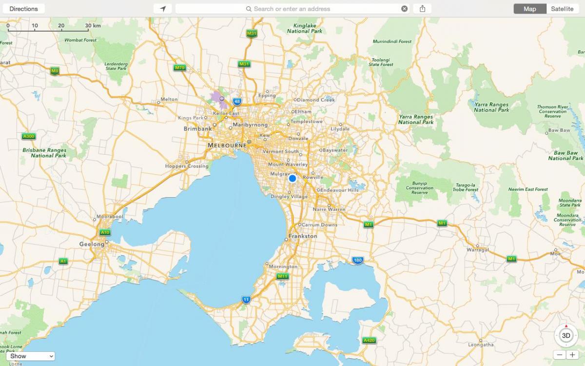 kaart van Melbourne en omstreken