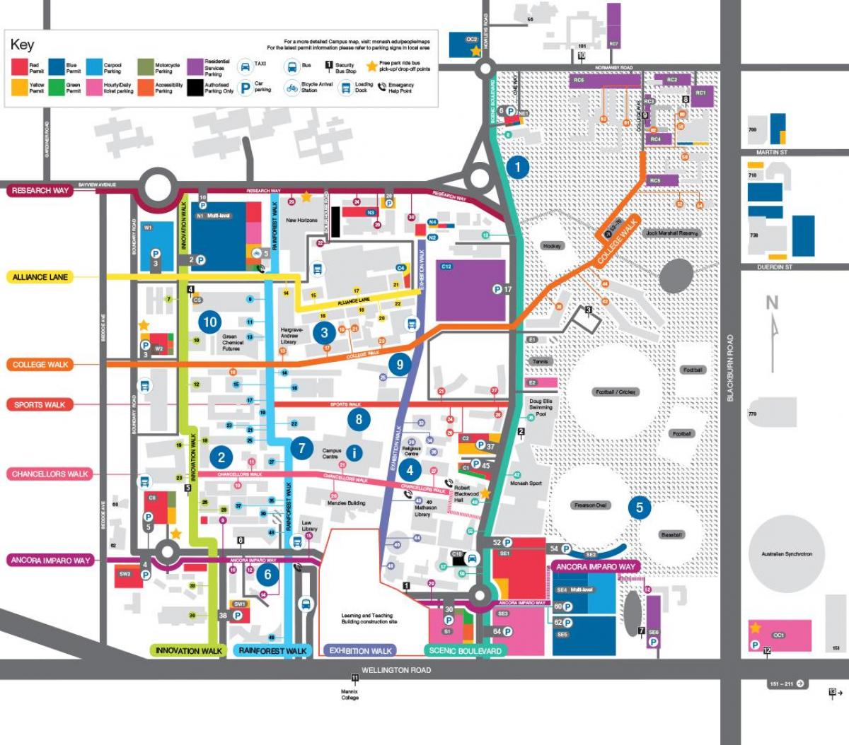 kaart van de Monash university
