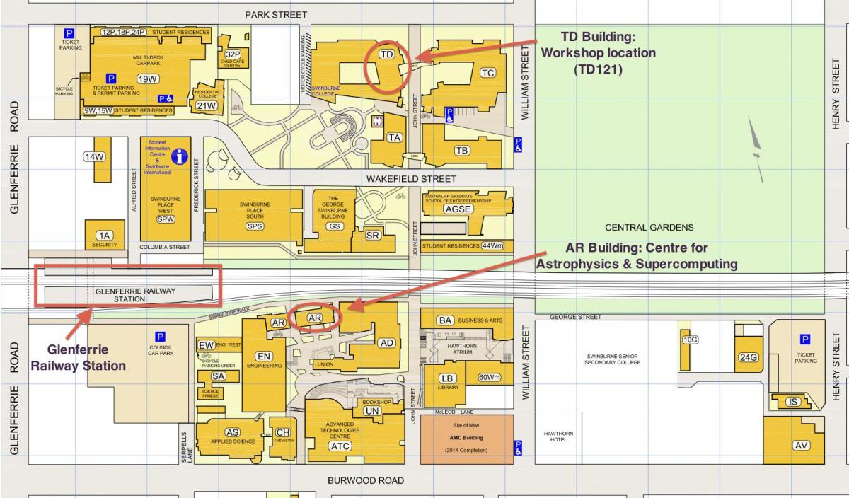 kaart van Swinburne campus