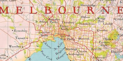 Melbourne kaart van de wereld